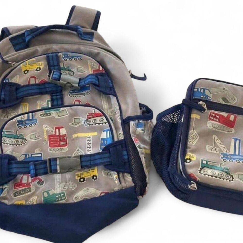 PBK Backpack & Lunch Box Mackenzie Gray Jax Construction matching set, GUC